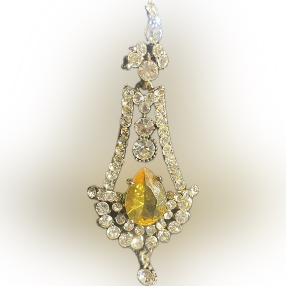 Pear Citrines Canary Yellow Topaz Marquise Oval Cluster Drop Earrings - Picture 4 of 4